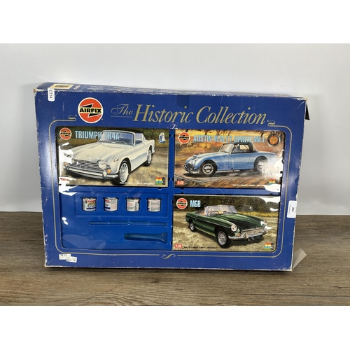 442 - A vintage boxed Airfix Historic Collection model kit including Triumph TR4A, Austin Healey Sprite Mk... 