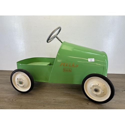 454 - A 1960s Belgian Torck 'Micky' green painted child's pedal car - approx. 75cm long x 41cm wide x 50cm... 