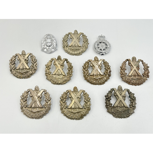 2214 - Ten military cap badges