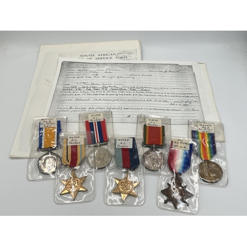 2264 - A WWI and WWII seven medal group presented to A.L Povall, three WWI 184054 Pte. 2. R.A.F. and four W... 