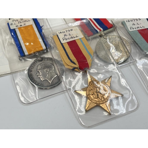 2264 - A WWI and WWII seven medal group presented to A.L Povall, three WWI 184054 Pte. 2. R.A.F. and four W... 