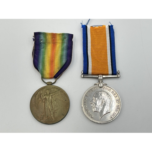 2265 - Two WWI British medals, one War presented to T3-030204 Dvr. R.E. Brigly A.S.C. and one Victory prese... 