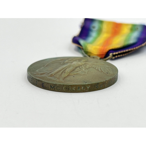 2265 - Two WWI British medals, one War presented to T3-030204 Dvr. R.E. Brigly A.S.C. and one Victory prese... 