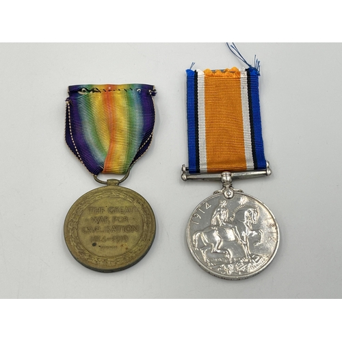 2265 - Two WWI British medals, one War presented to T3-030204 Dvr. R.E. Brigly A.S.C. and one Victory prese... 