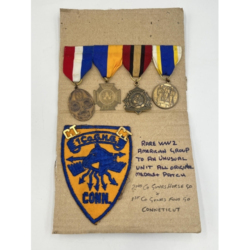 2276 - A WWII American medal group with US Army First Company Governor's Horse Connecticut cloth patch