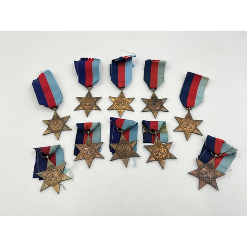 2281 - Ten WWII 1939-1945 Star campaign medals