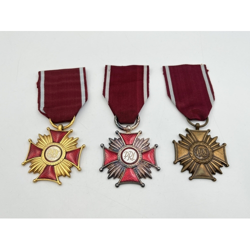 2284 - Three Polish P.R.L. Cross of Merit medals