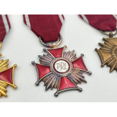 2284 - Three Polish P.R.L. Cross of Merit medals