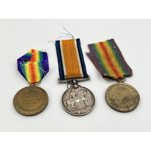 2285 - Three WWI medals, one Victory presented to 56502 Spr. O. Mc. Cartney. R.E., one Victory presented to... 