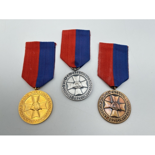 2290 - Three Polish Merits in Fire Prevention Service medals