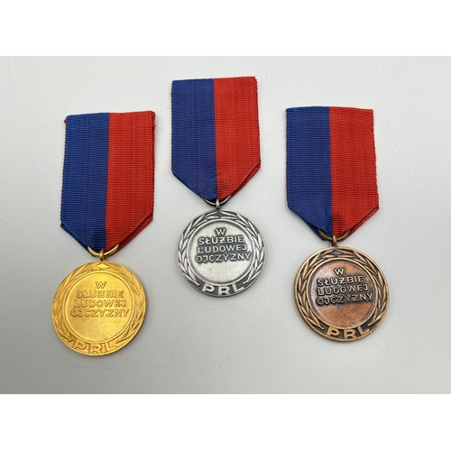 2290 - Three Polish Merits in Fire Prevention Service medals