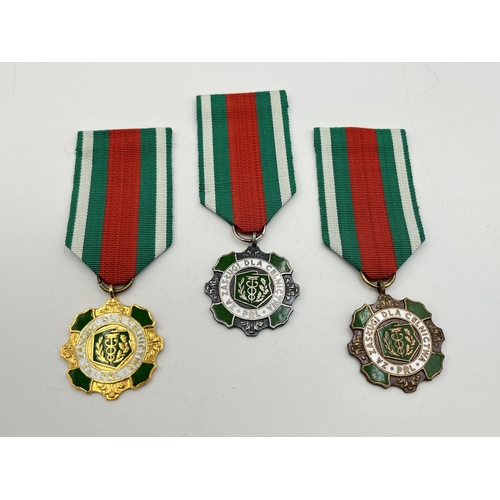 2291 - Three Polish Merit To Customs Service medals comprising 5, 10 and 15 years