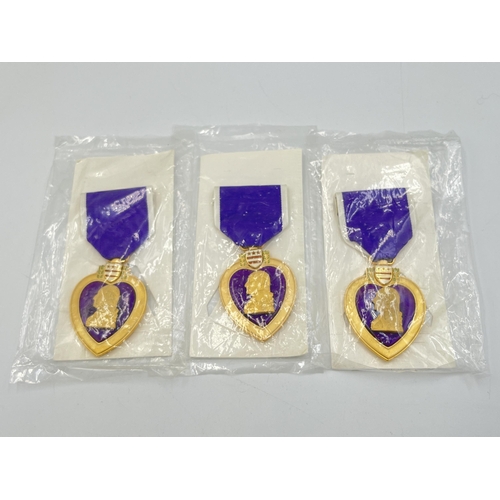 2293 - Three U.S. Military Purple Heart medals