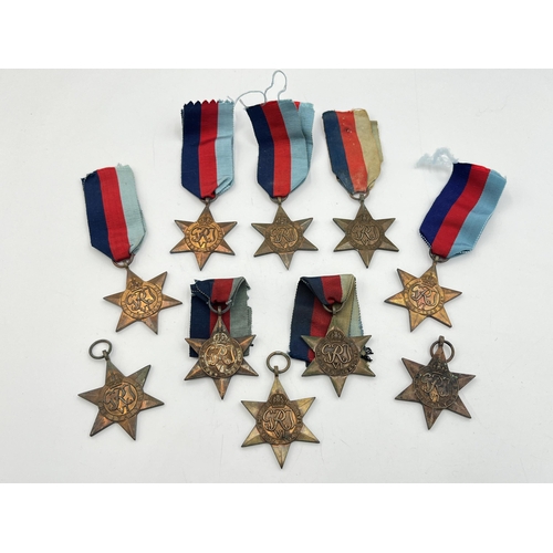 2296 - Ten WWII medals, eight 1939-1945 Stars and two Italy Stars