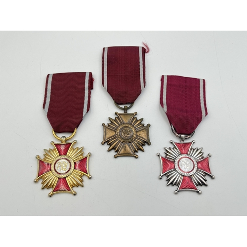 2297 - Three Polish P.R.L. Cross of Merit medals