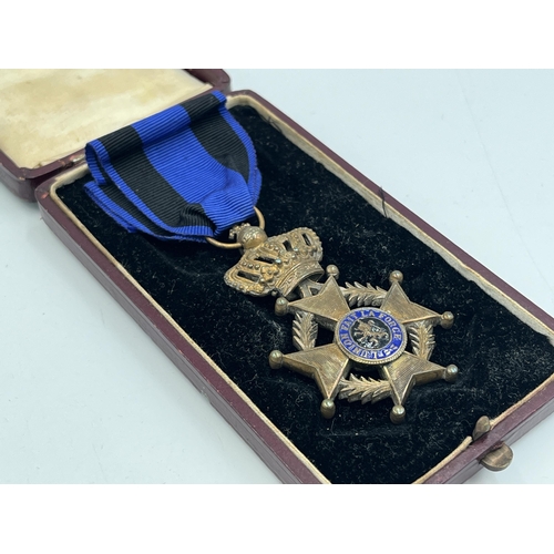 2310 - A cased WWII Belgian Order of Leopold Knight's Cross medal