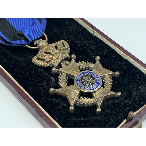 2310 - A cased WWII Belgian Order of Leopold Knight's Cross medal