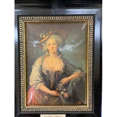 296 - Two framed portrait prints, one F. Masriera and one E. Vigee-Lebrun - approx. 22cm high x 18cm wide