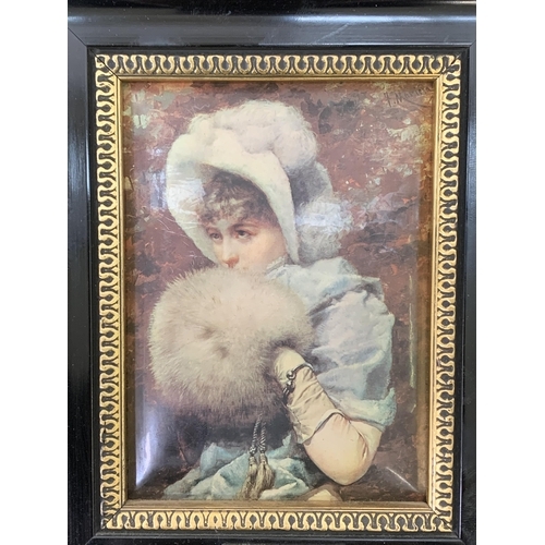 296 - Two framed portrait prints, one F. Masriera and one E. Vigee-Lebrun - approx. 22cm high x 18cm wide