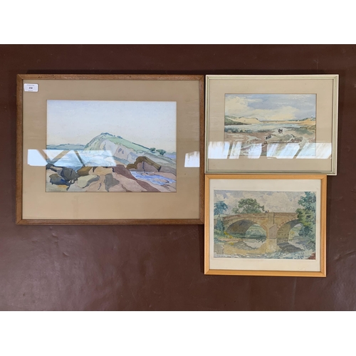 258 - Three framed John Sherard Barnes Wallis (1913-1970) watercolours, two dated 1939 and one dated 1961 ... 