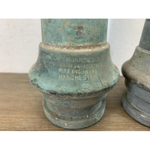 400 - Two early 20th century brass and copper fire hose nozzles to include one John Morris & Sons of Manch... 