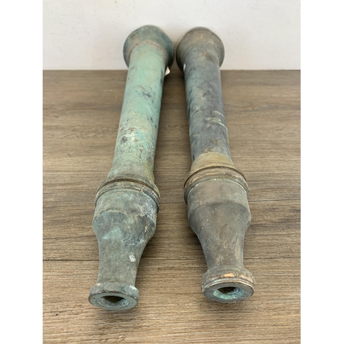 400 - Two early 20th century brass and copper fire hose nozzles to include one John Morris & Sons of Manch... 