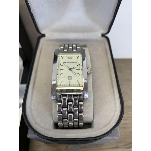 462A - Six boxed quartz men's wristwatches to include Animal, Emporio Armani, Penguin, Oskar Enil etc.