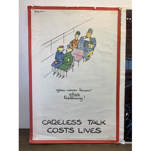 619 - Two reproduction posters, one 'Careless Talk Costs Lives' and one 'And Still the Railways Carry On' ... 