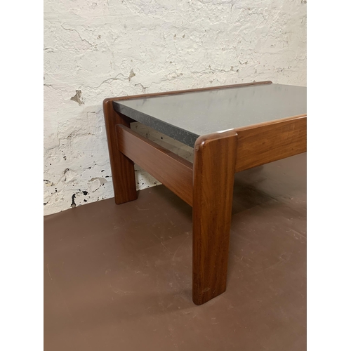 87 - A mid 20th century teak and black laminate coffee table