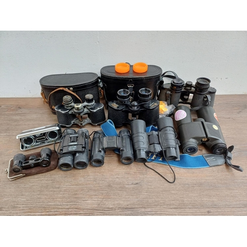 685 - A collection of binoculars to include cased Turners Novar De Luxe 8x30, Greenkat 8x30 extra wide ang... 