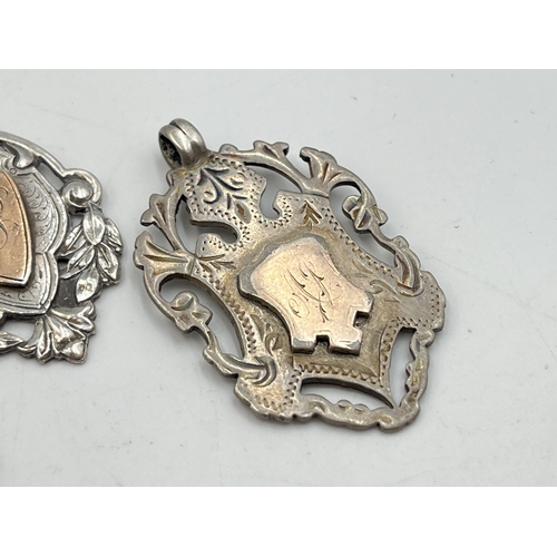 2066 - Three hallmarked Birmingham silver watch fobs/medallions - approx. gross weight 27.6g