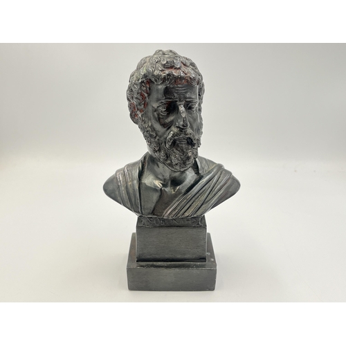 2078 - A cast metal bust believed to be of Marcus Aurelius - approx. 17cm high