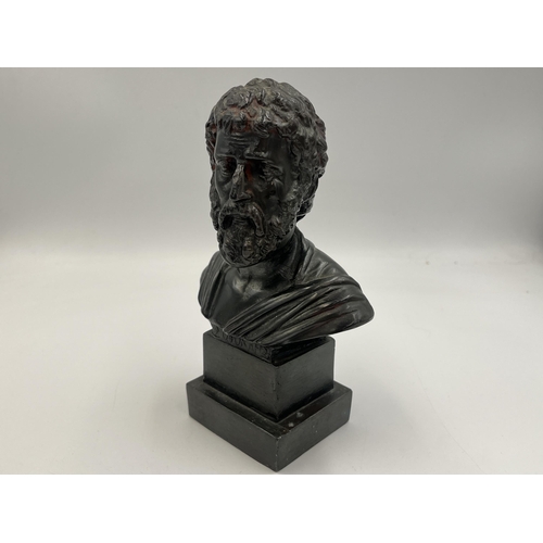 2078 - A cast metal bust believed to be of Marcus Aurelius - approx. 17cm high