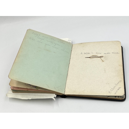 2082 - An early 20th century leather bound autograph album containing page titled 'Manchester City 3.3.27' ... 