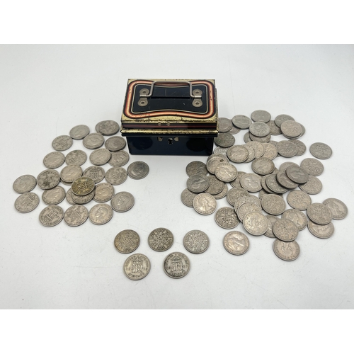 2094 - A collection of British sixpences to include five 50% silver etc.