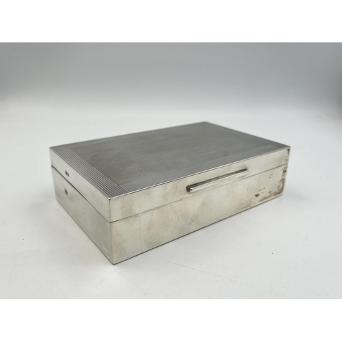 2097 - A Padgett & Braham Ltd. hallmarked London silver cigarette box with wooden insert, dated 1966 - appr... 