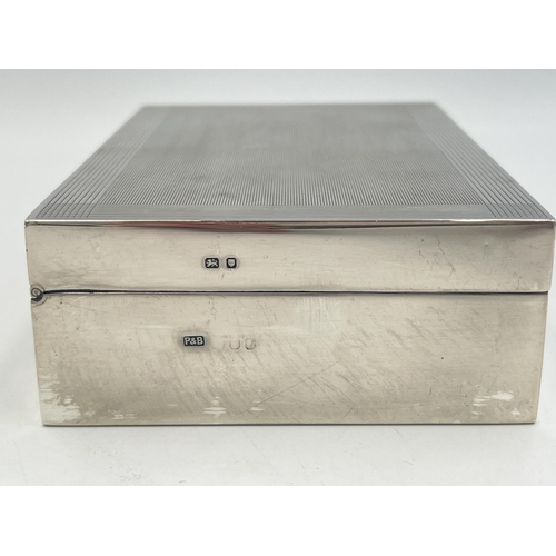 2097 - A Padgett & Braham Ltd. hallmarked London silver cigarette box with wooden insert, dated 1966 - appr... 