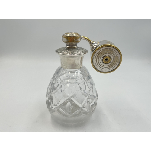 2098 - A Charles S Green & Co Ltd sterling silver collared cut glass atomiser - approx. 12cm high