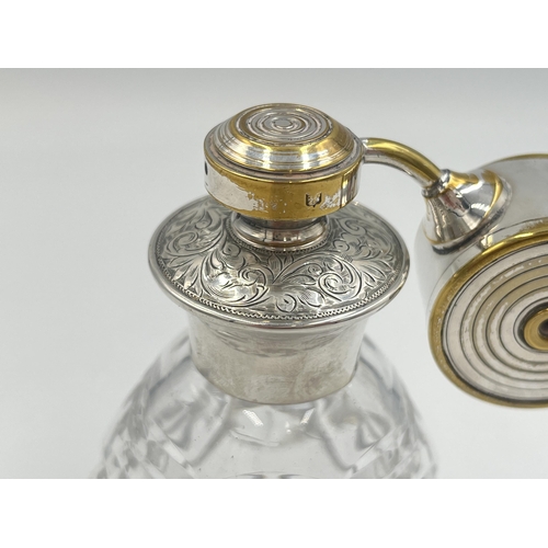 2098 - A Charles S Green & Co Ltd sterling silver collared cut glass atomiser - approx. 12cm high