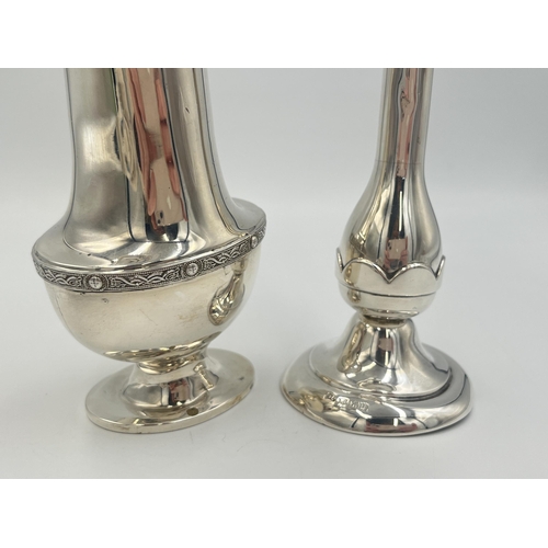 2101 - Two pieces of hallmarked Birmingham silver, one Bishton's Ltd. tulip vase, dated 1969 and one Duncan... 