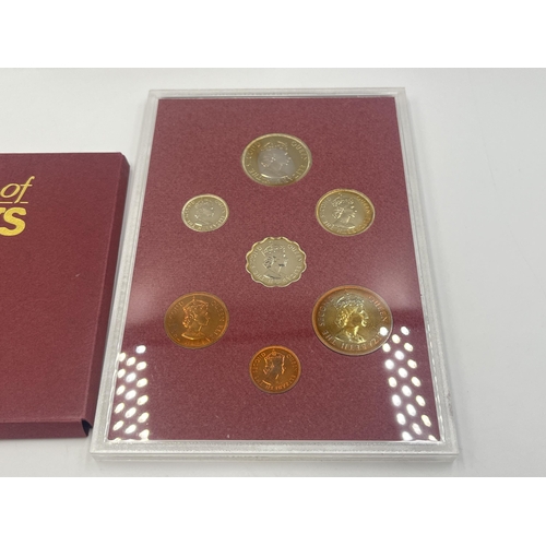 2105 - Five cased coin sets, one 1978 New Zealand proof with 92.5% silver one dollar, one 1978 Mauritius pr... 