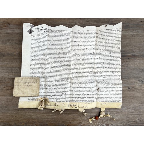 2079 - Two antique hand written indentures on vellum, one dated 1666 and one dated 1742