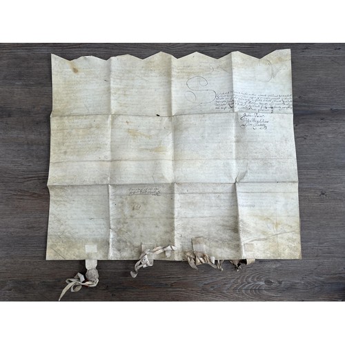 2079 - Two antique hand written indentures on vellum, one dated 1666 and one dated 1742