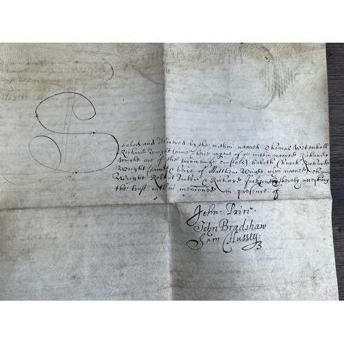 2079 - Two antique hand written indentures on vellum, one dated 1666 and one dated 1742