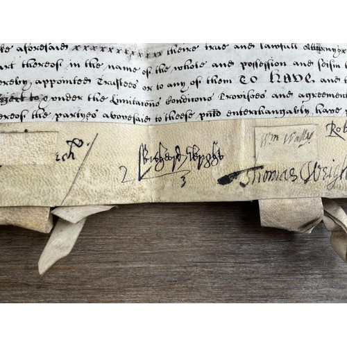 2079 - Two antique hand written indentures on vellum, one dated 1666 and one dated 1742