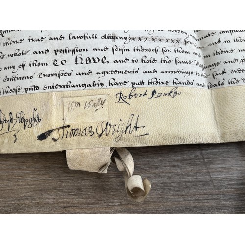 2079 - Two antique hand written indentures on vellum, one dated 1666 and one dated 1742