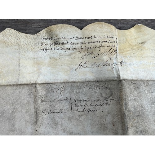 2079 - Two antique hand written indentures on vellum, one dated 1666 and one dated 1742