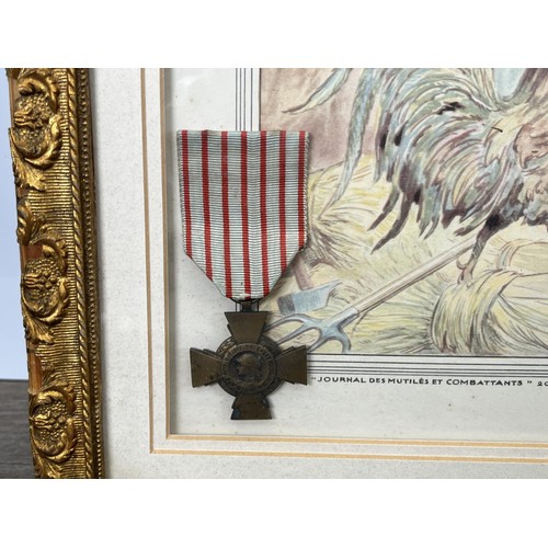 2310A - A framed WWI French five medal group - approx. 39cm high x 37cm wide