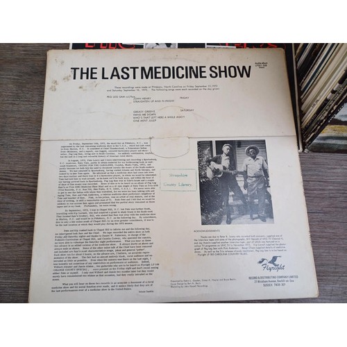 740 - A large collection of folk and roots LP vinyl records to include 'The Last Medicine Show', Stockton'... 