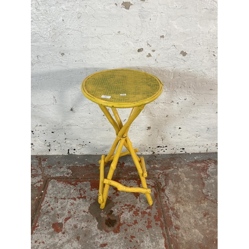 68 - A Victorian yellow painted bamboo circular top side table - approx. 72cm high x 37cm diameter